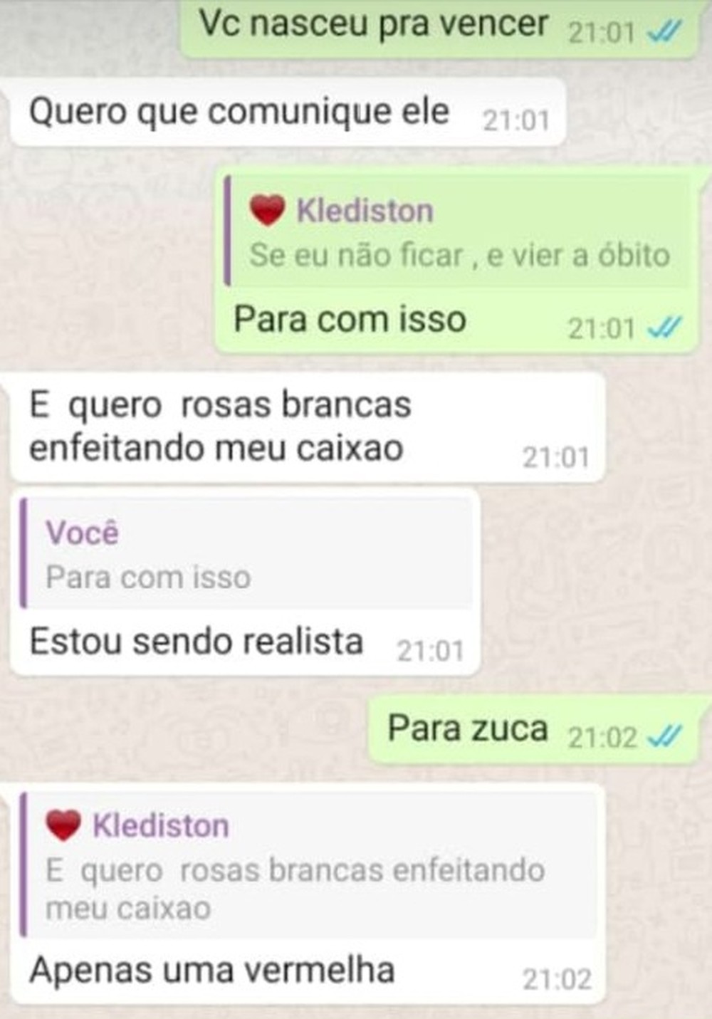 Mensagem de jovem