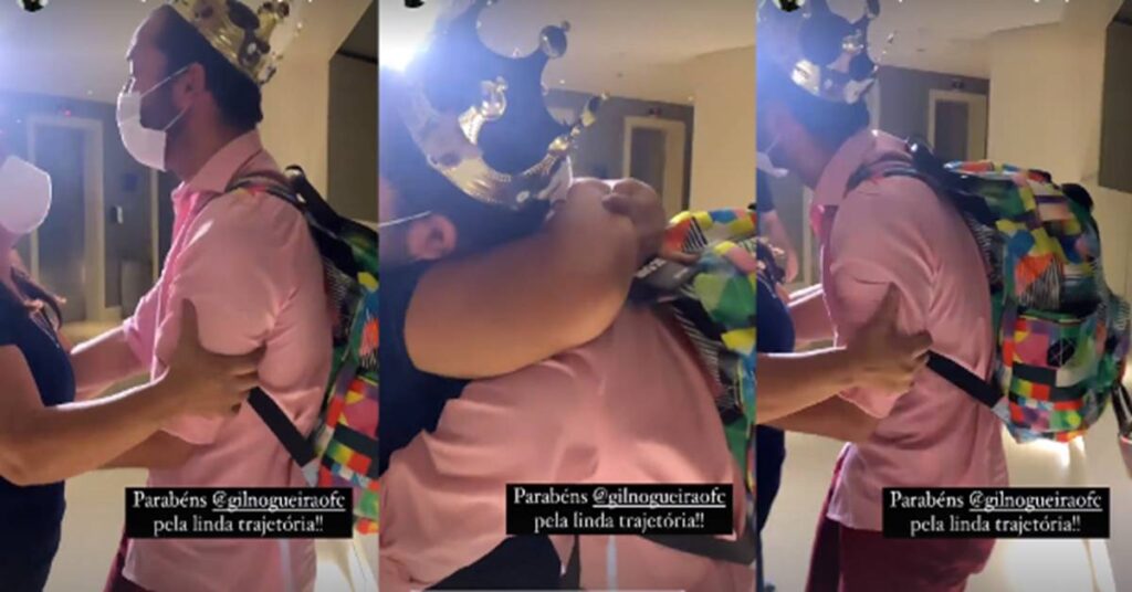 BBB21: Após ser eliminado, Gil do Vigor chora ao reencontrar a mãe Dona Jacira