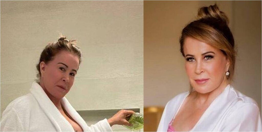 Zilu, aos 63 anos, sensualiza ao deixar roupão aberto dentro do banheiro
