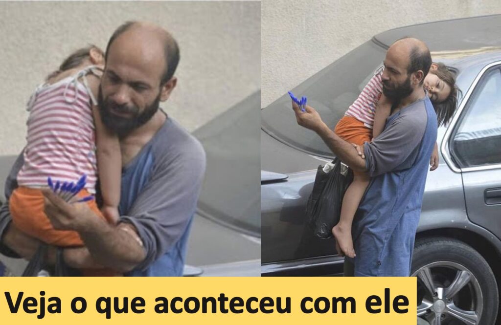 Lembra do pai que vendia canetas na rua com a filha no colo? Veja o que aconteceu com ele